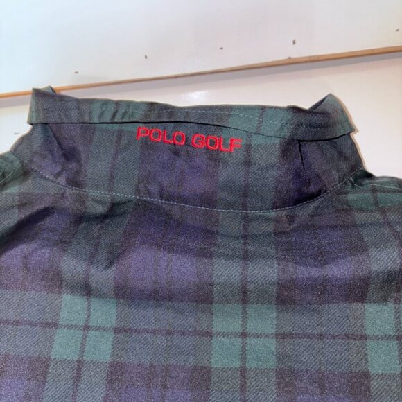 Vintage Polo Golf Ralph Lauren Qtr. Zip Plaid Windbreaker Golf Jacket Navy Green - Picture 6 of 15